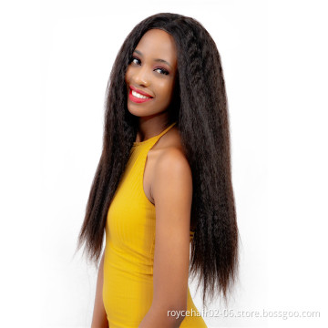 30 Inch High Quality Virgin Remy Human Hair Wig Kinky Straight Yaki Full Lace Braided Natural Wigs for Women